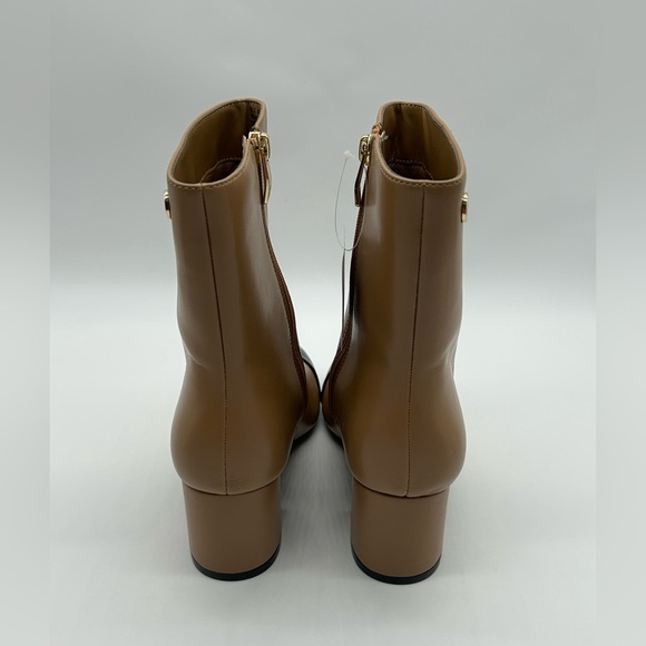 Liz Claiborne Kendale Two-Tone Ankle Boots Tan & Black Cap Toe Sz 9.5M Vegan NWT - Picture 6 of 8